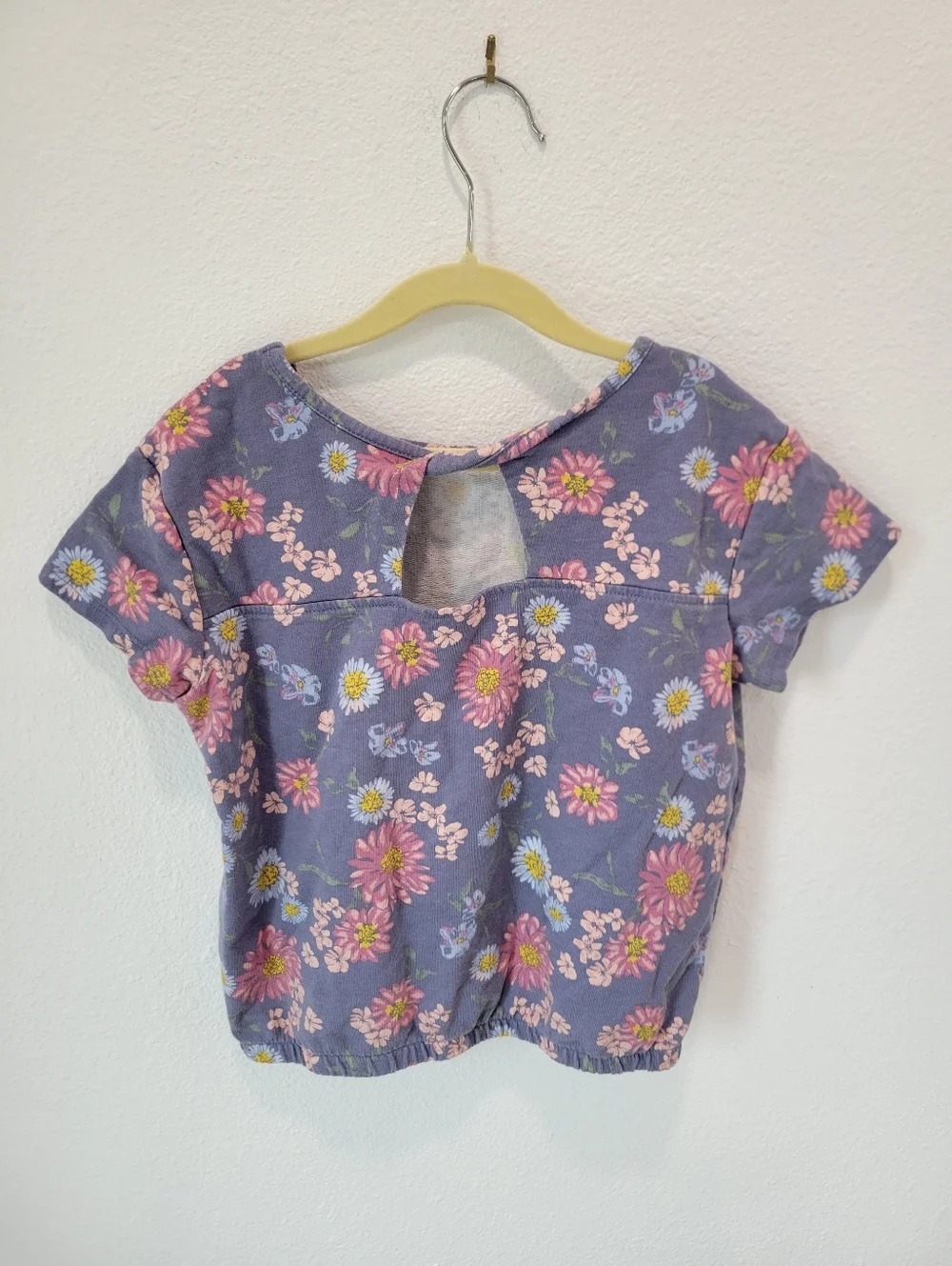 OshKosh B’gosh Girls 10 Blue Floral Tee Sweatshirt Top Cutout Back Cozy‎